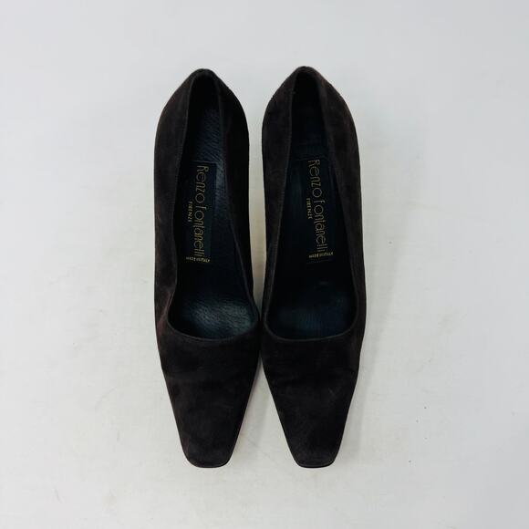 Vintage Renzo Fontanelli Chocolate Brown Suede Pumps Made in Italy Heel Size 8.5 - Picture 6 of 13